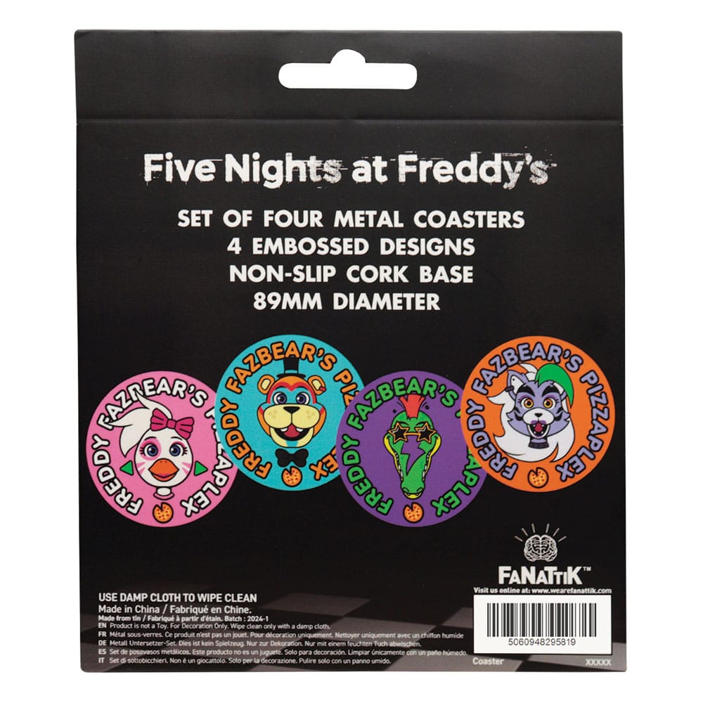 *IN STOCK* Fanattik -Five Nights at Freddys Glamrock characters Drink Coaster 4-Pack