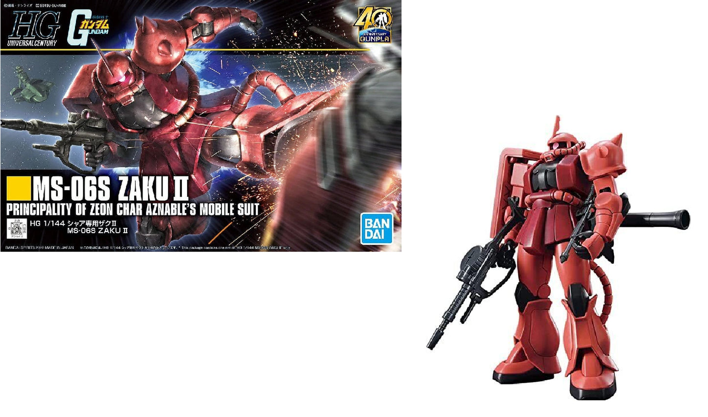 Bandai -Gundam Chars MS-06S Zaku II HGUC 1/144 40th