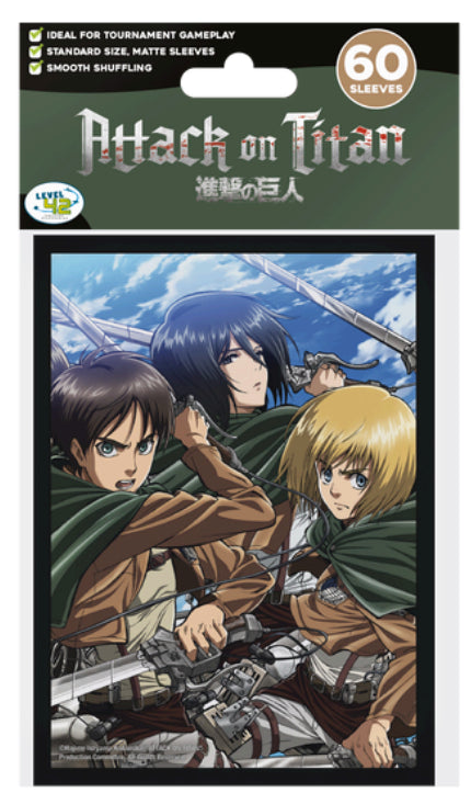 Level 42 -Attack on Titan Eren Mikasa and Armin Card Sleeve Normal Size